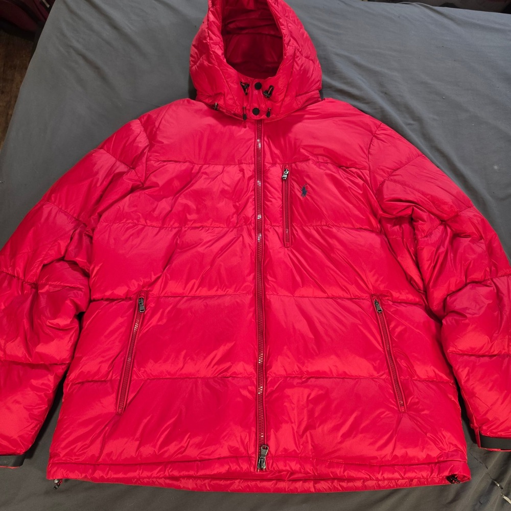 Polo Ralph Lauren Performance Puffer Jacket Red Hooded Mens 2XLT Big & Tall NWOT
